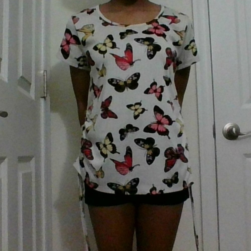 Butterfly Drawstring silk tee